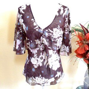 Boho Floral Blouse with Bell Sleeves